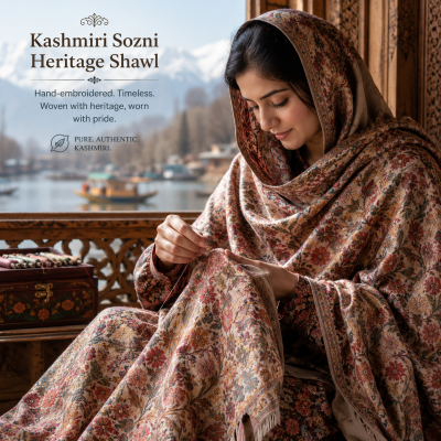 Kashmiri Sozni Heritage Shawl